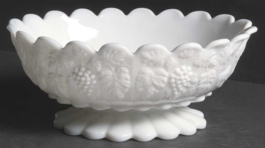 Paneled Grape Milk Glass Belled Bowl by Westmoreland-1