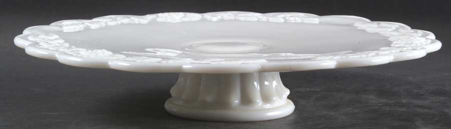 Paneled Grape Milk Glass Low Cake Stand by Westmoreland-1