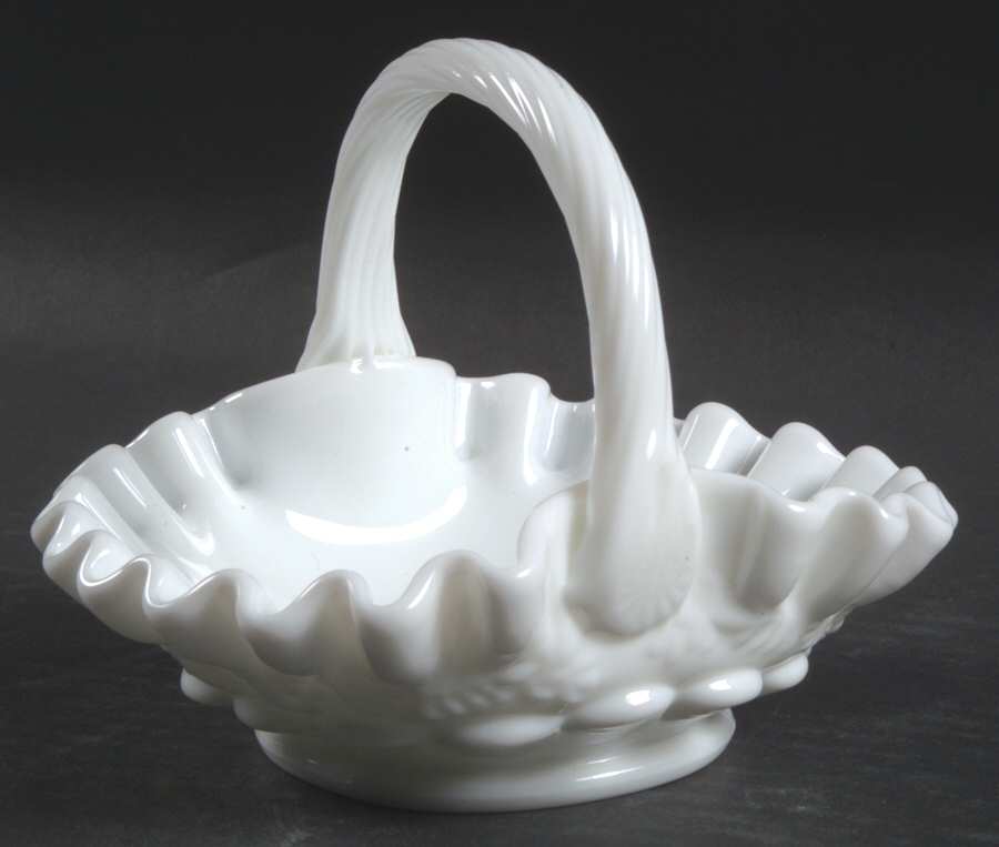 Paneled Grape Milk Glass Basket by Westmoreland-1
