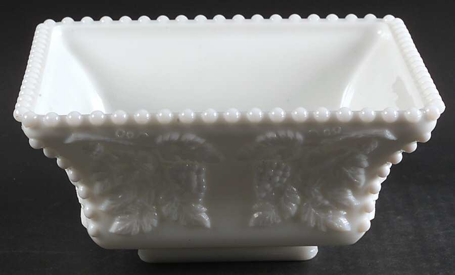 Paneled Grape Milk Glass 7" Beaded Flared Bowl by Westmoreland-1