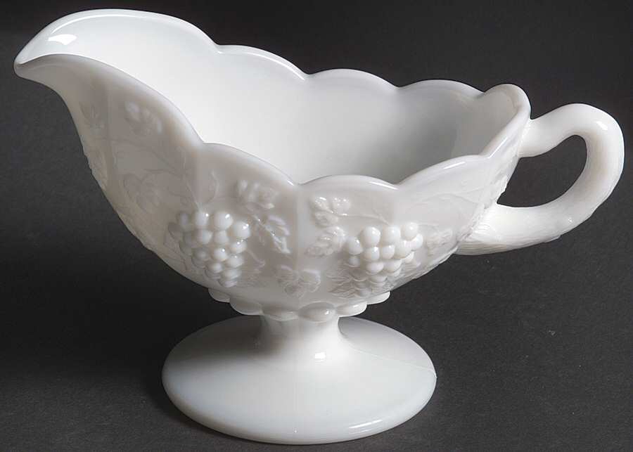 Paneled Grape Milk Glass Sauce Boat Only by Westmoreland-1