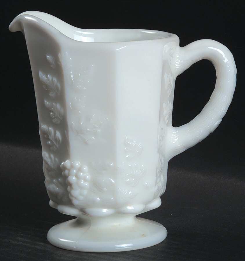 Paneled Grape Milk Glass Mini Creamer by Westmoreland-1