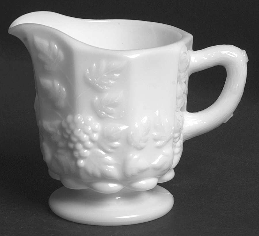 Paneled Grape Milk Glass Individual Creamer by Westmoreland-1