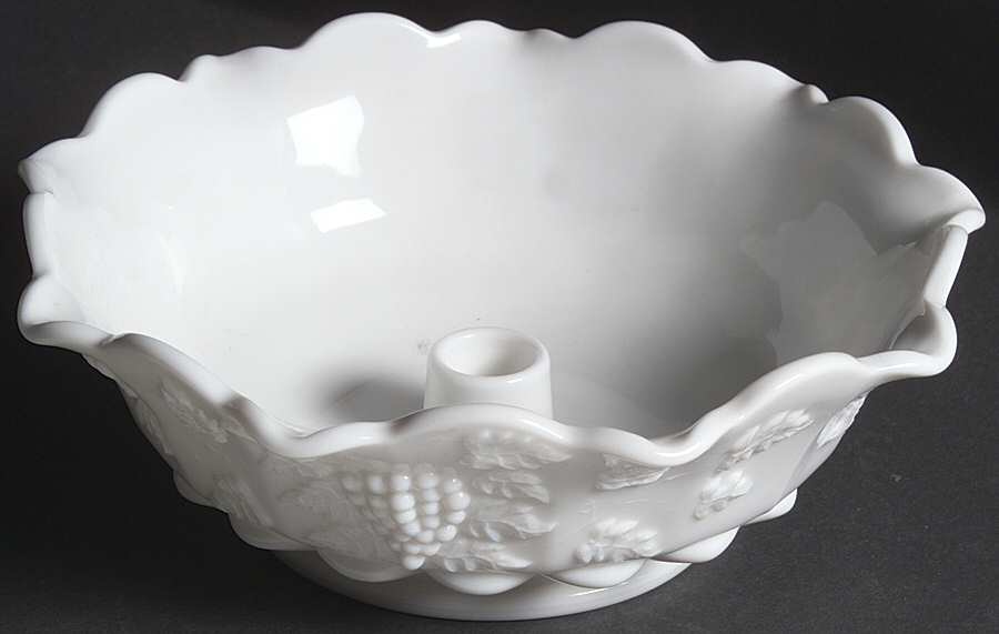 Paneled Grape Milk Glass 9" Crimped Epergne Bowl by Westmoreland-1