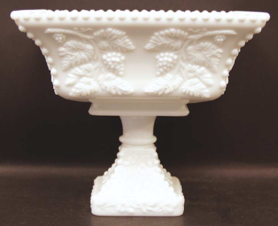 Paneled Grape Milk Glass Large Flared Bowl by Westmoreland-1