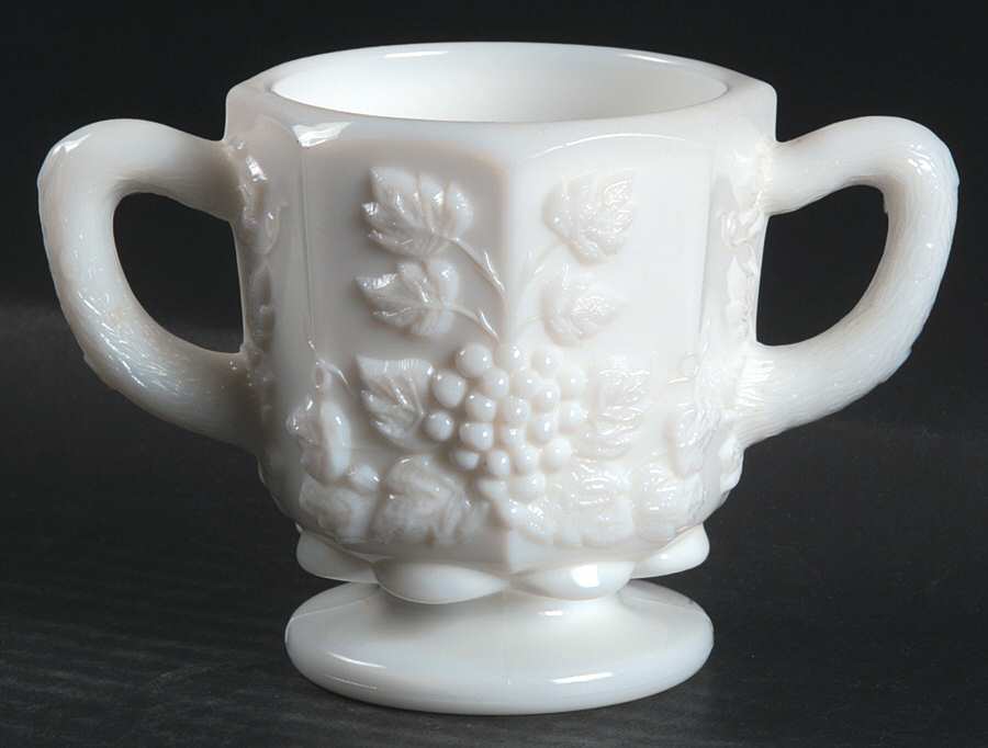 Paneled Grape Milk Glass Individual Open Sugar by Westmoreland-1