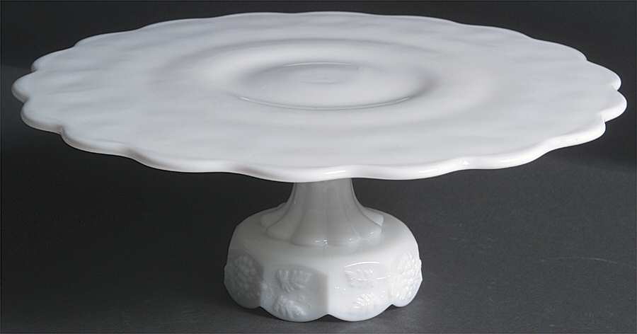 Paneled Grape Milk Glass Round Cake Stand by Westmoreland-1
