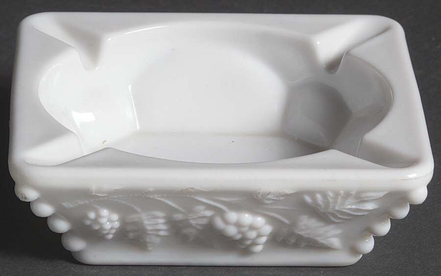 Paneled Grape Milk Glass Small Square Ashtray by Westmoreland-1