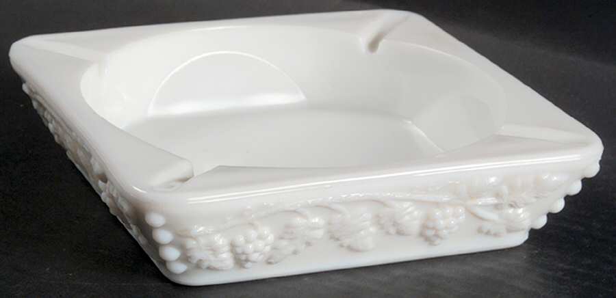 Paneled Grape Milk Glass Large Square Ashtray by Westmoreland-1