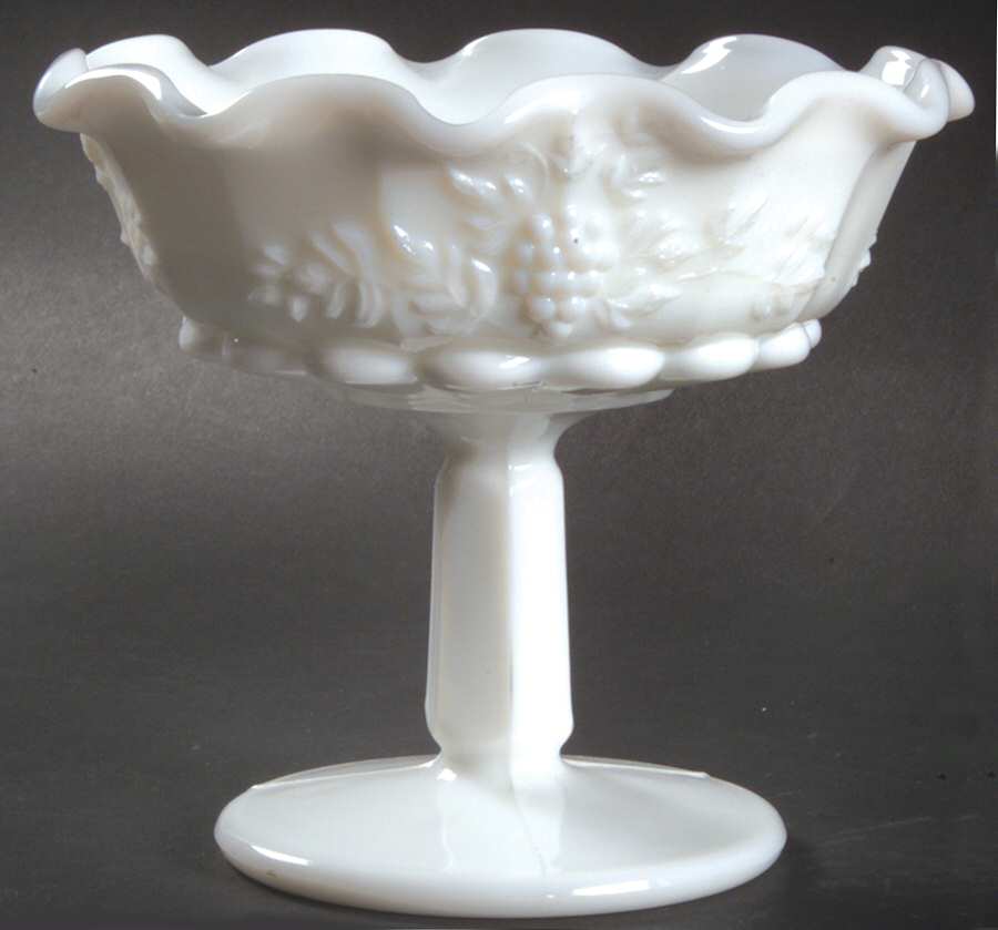 Paneled Grape Milk Glass Small Comport by Westmoreland-1