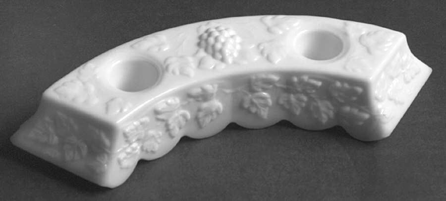 Paneled Grape Milk Glass Double Light Candlestick by Westmoreland-1