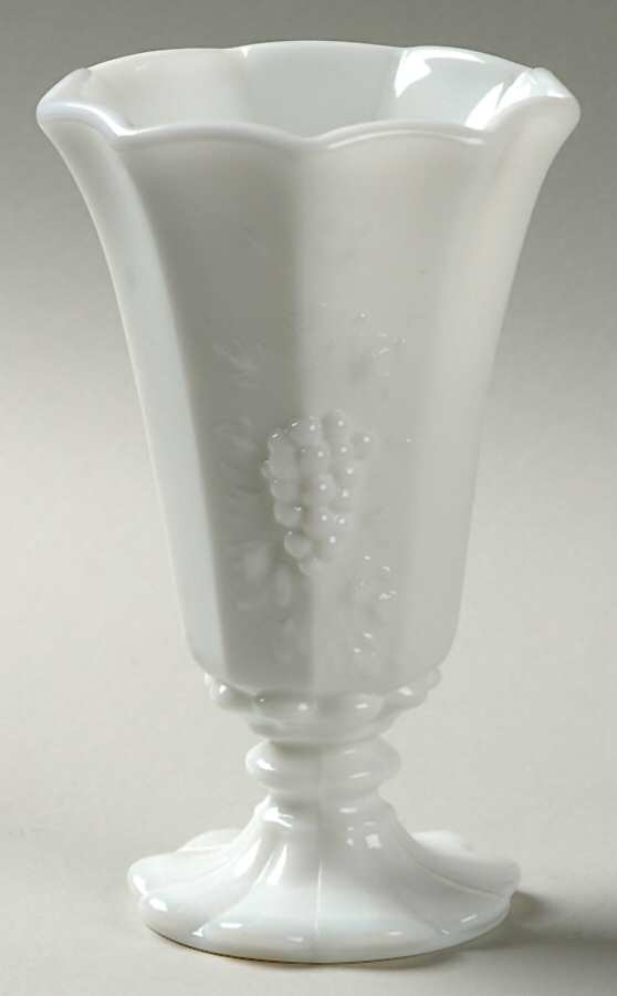 Paneled Grape Milk Glass 5" Belled Belled Vase by Westmoreland-1