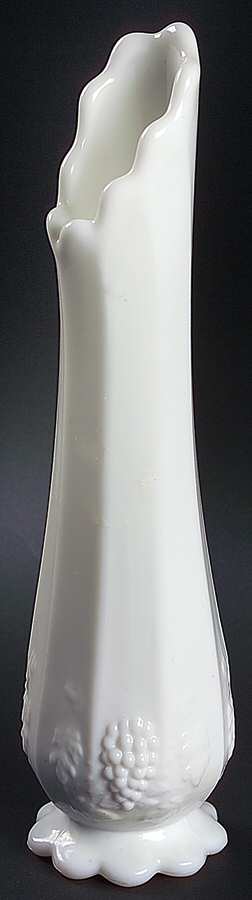 Paneled Grape Milk Glass 10"-12" Scalloped Foot Bud Vase by Westmoreland-1