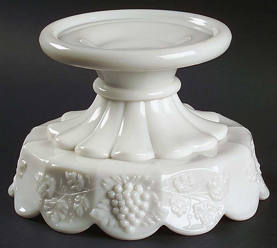 Paneled Grape Milk Glass Punch Bowl Stand by Westmoreland-1