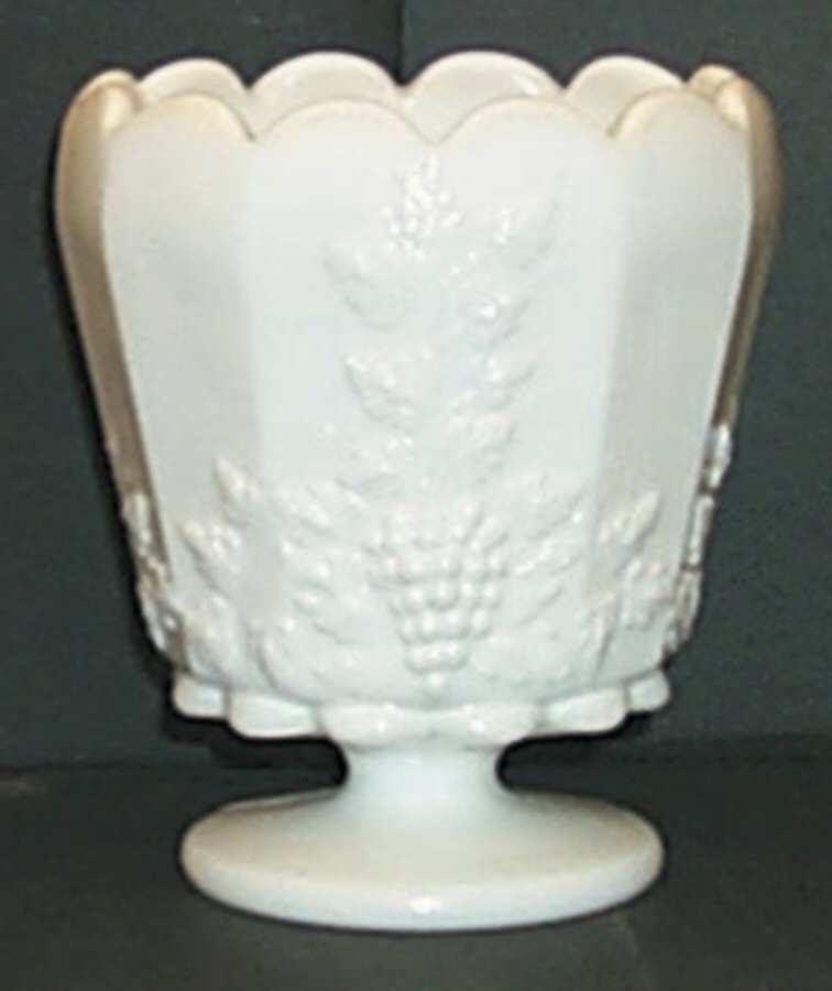 Paneled Grape Milk Glass Medium Footed Cupped Jardiniere by Westmoreland-1