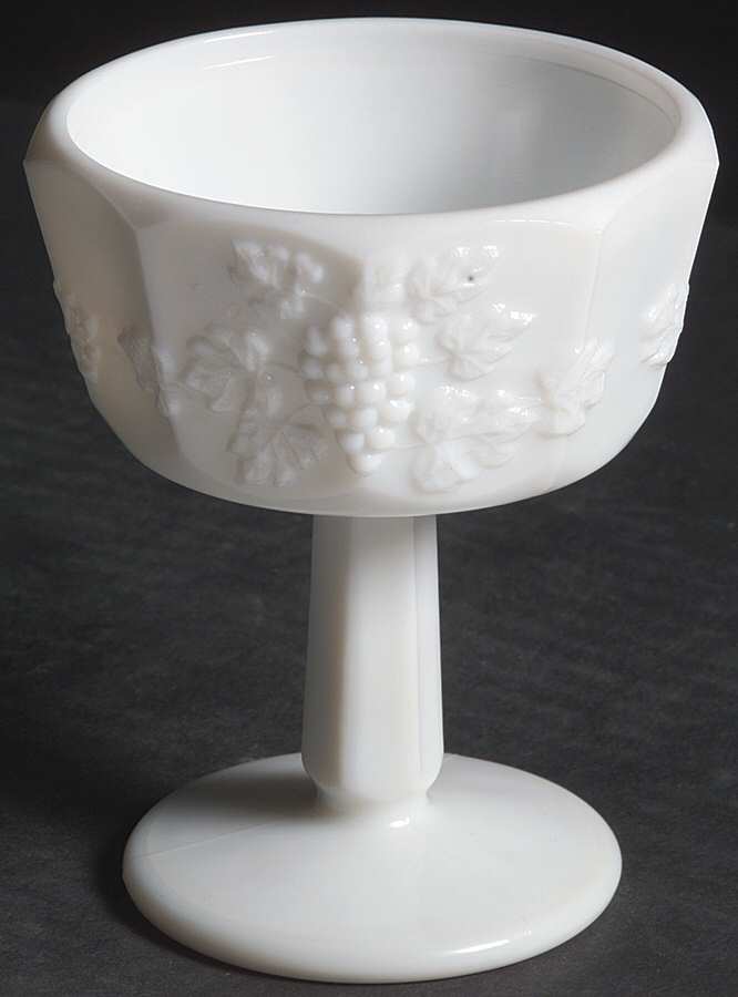 Paneled Grape Milk Glass Champagne/Tall Sherbet by Westmoreland-1
