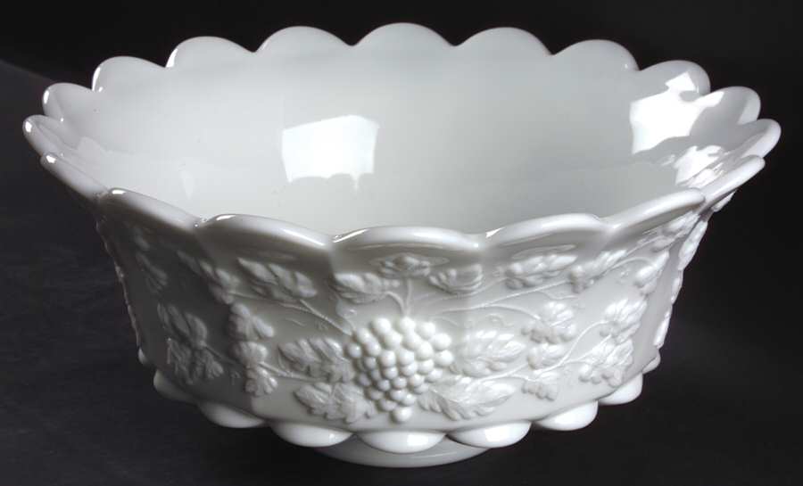 Paneled Grape Milk Glass Punch Bowl by Westmoreland-1