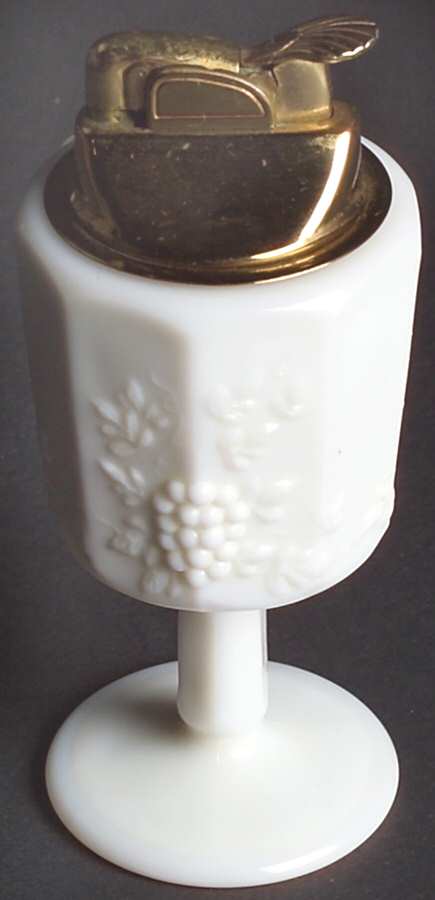 Paneled Grape Milk Glass 2 Piece Cigarette Lighter by Westmoreland-1