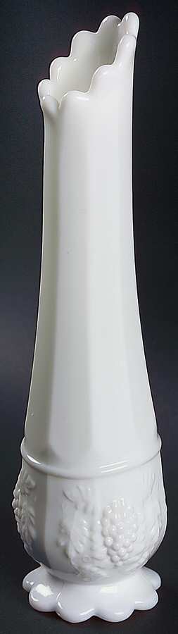 Paneled Grape Milk Glass 10"-12" Scalloped Foot Bud Vase by Westmoreland-1