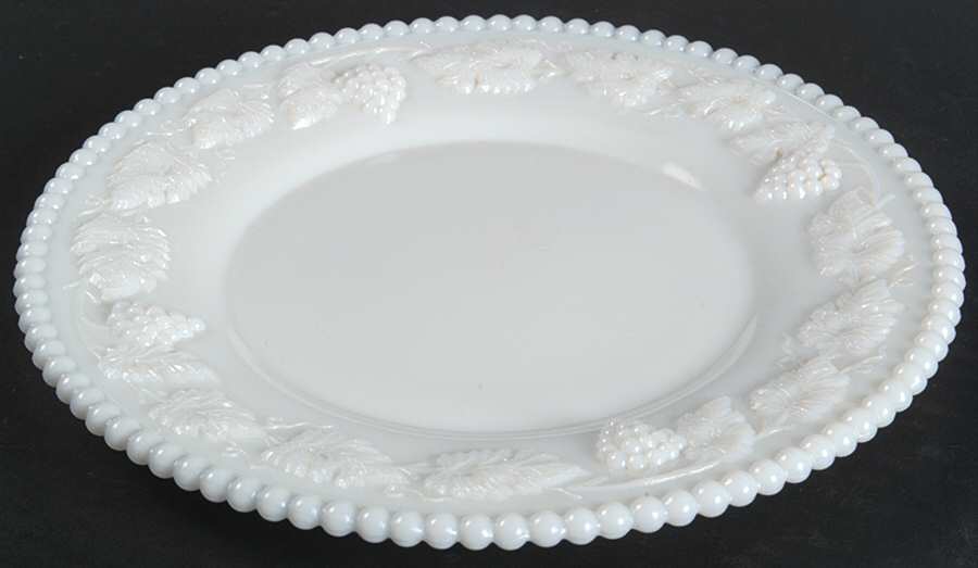 Paneled Grape Milk Glass Beaded Luncheon Plate by Westmoreland-1