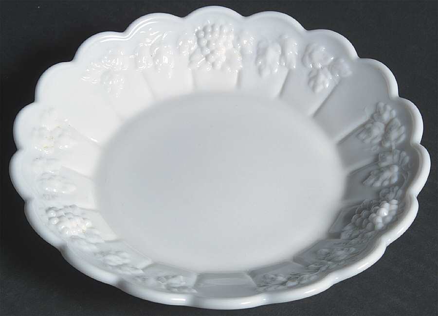 Paneled Grape Milk Glass 8" Shallow Round Bowl by Westmoreland-1