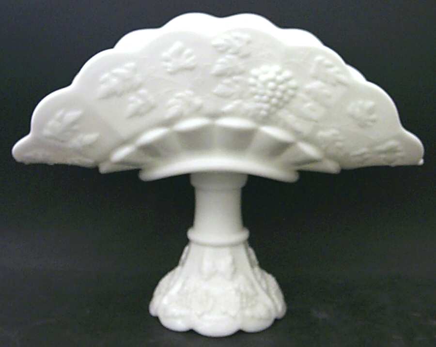 Paneled Grape Milk Glass Banana Stand by Westmoreland-1