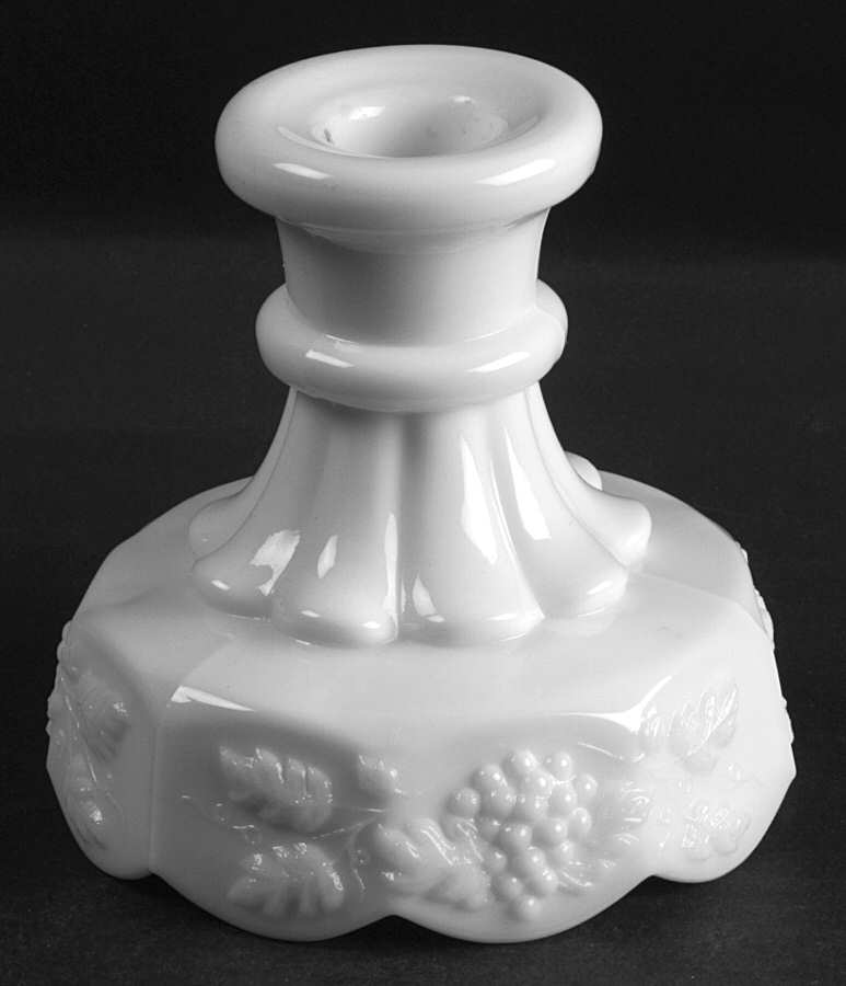 Paneled Grape Milk Glass Single Light Candlestick by Westmoreland-1