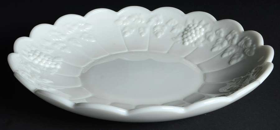 Paneled Grape Milk Glass 13" Shallow Round Bowl by Westmoreland-1