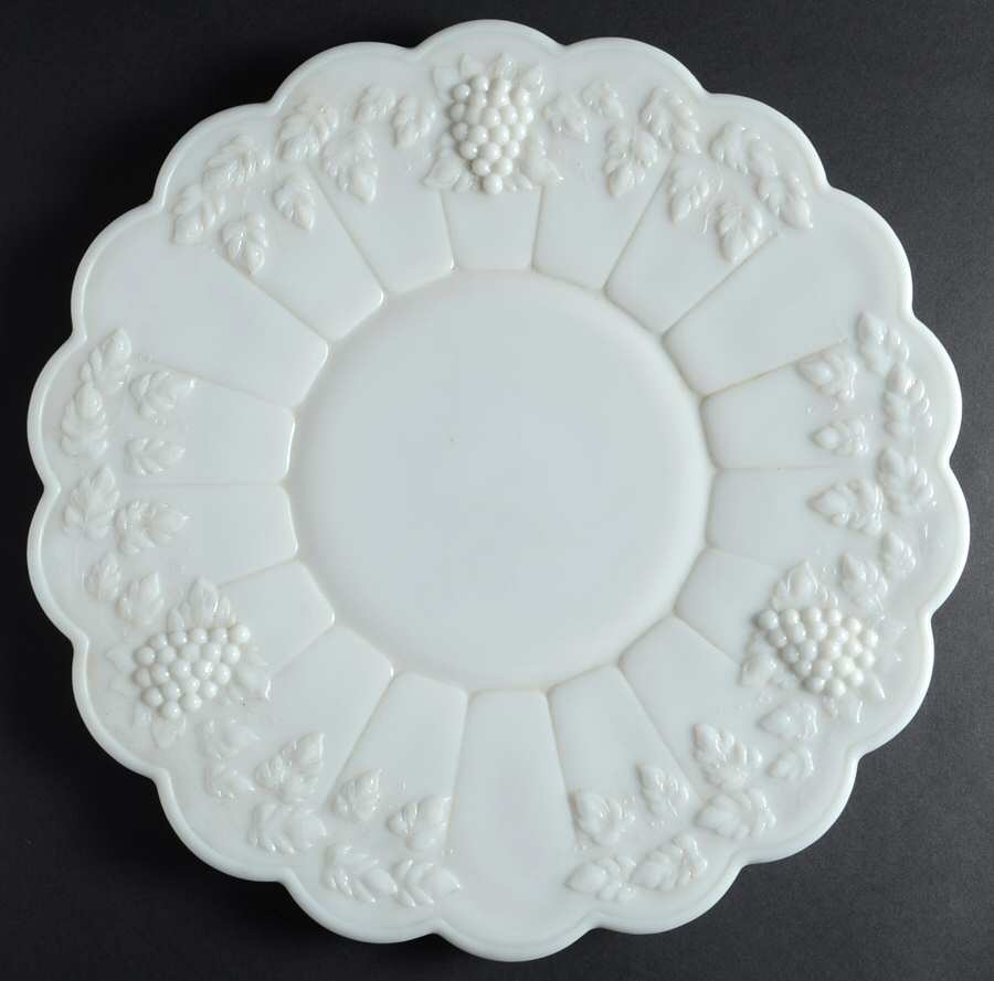Paneled Grape Milk Glass 14" Torte Plate by Westmoreland-1
