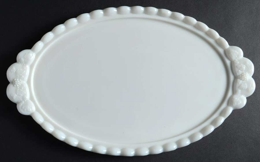 Paneled Grape Milk Glass Handled Dresser Tray by Westmoreland-1
