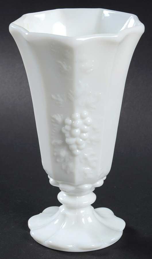 Paneled Grape Milk Glass 6" Belled Vase by Westmoreland-1