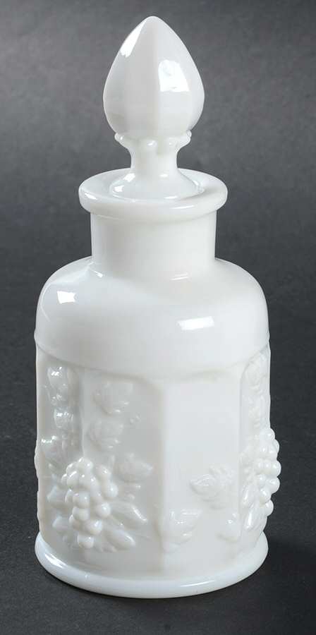 Paneled Grape Milk Glass Round Perfume Bottle & Stopper by Westmoreland-1