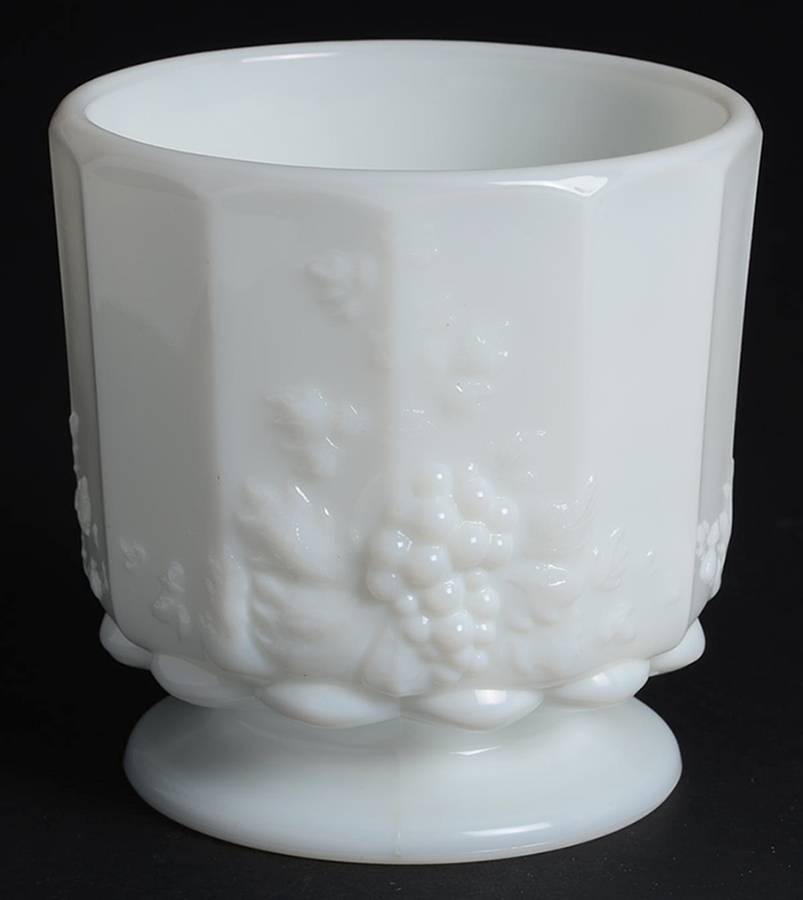 Paneled Grape Milk Glass Open Sugar by Westmoreland-1