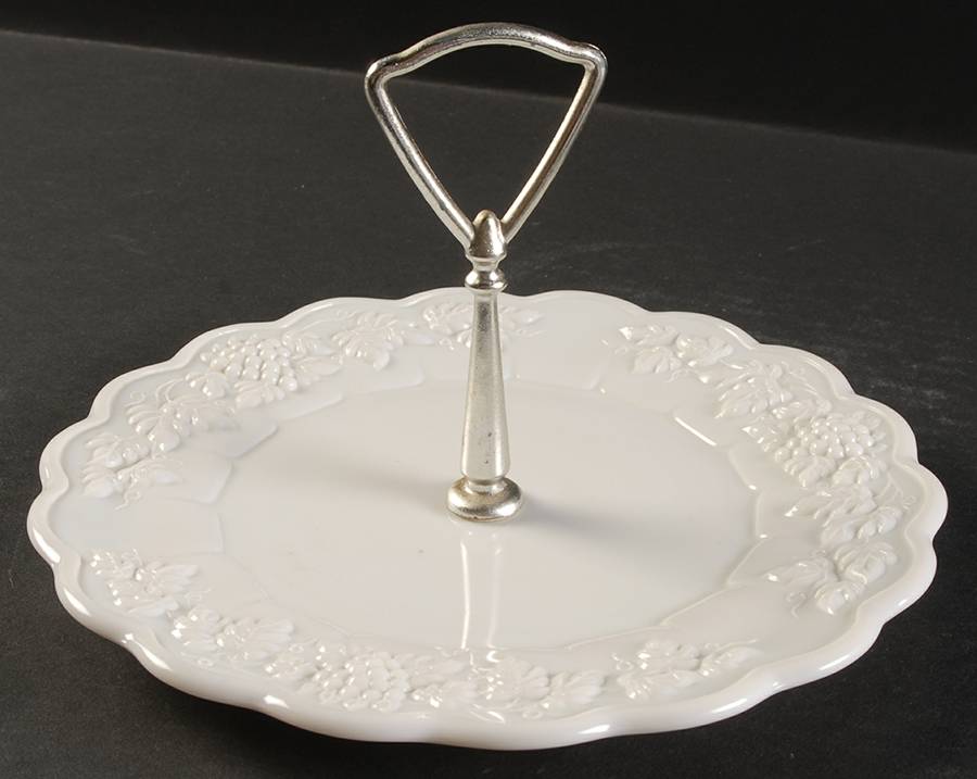 Paneled Grape Milk Glass 2 Tier Serving Tray Top Plate Only by Westmoreland-1