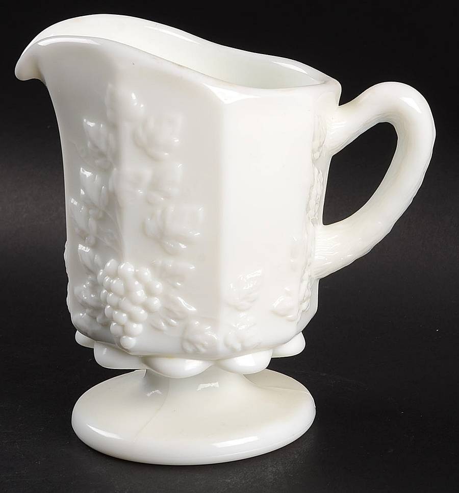 Paneled Grape Milk Glass Creamer by Westmoreland-1