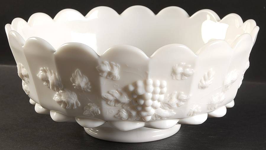 Paneled Grape Milk Glass 10" Round Bowl by Westmoreland-1