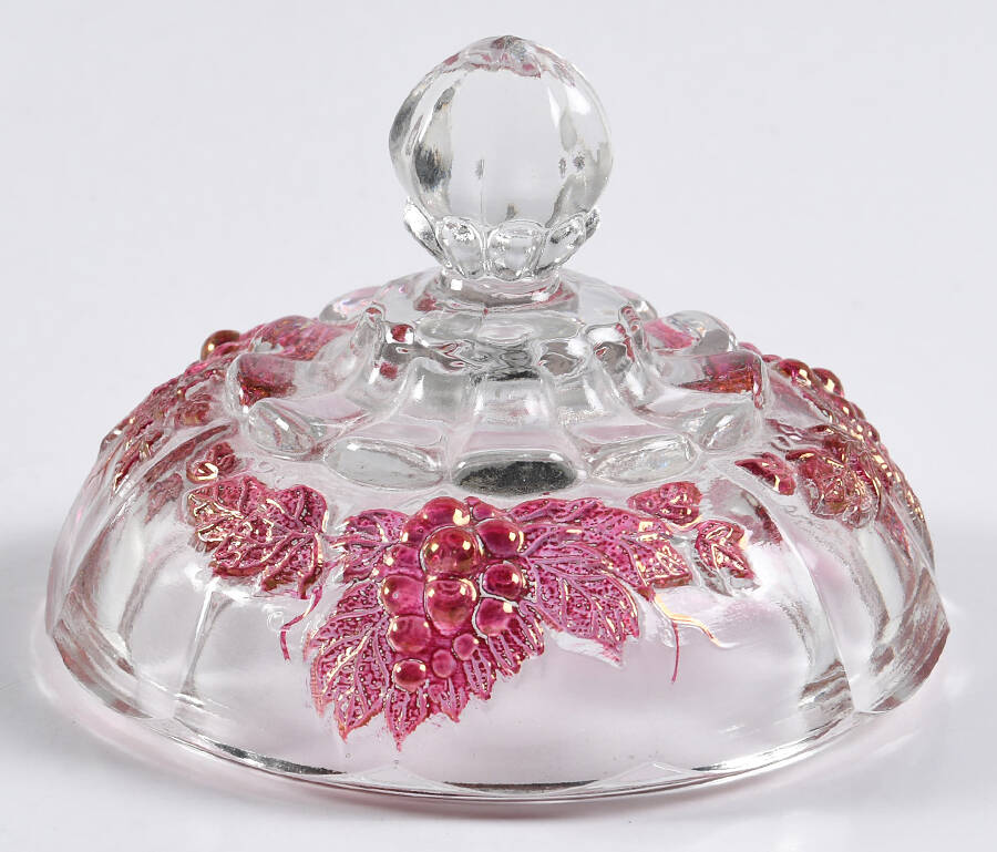 Paneled Grape Ruby Flash Lid for Sugar Bowl by Westmoreland-1