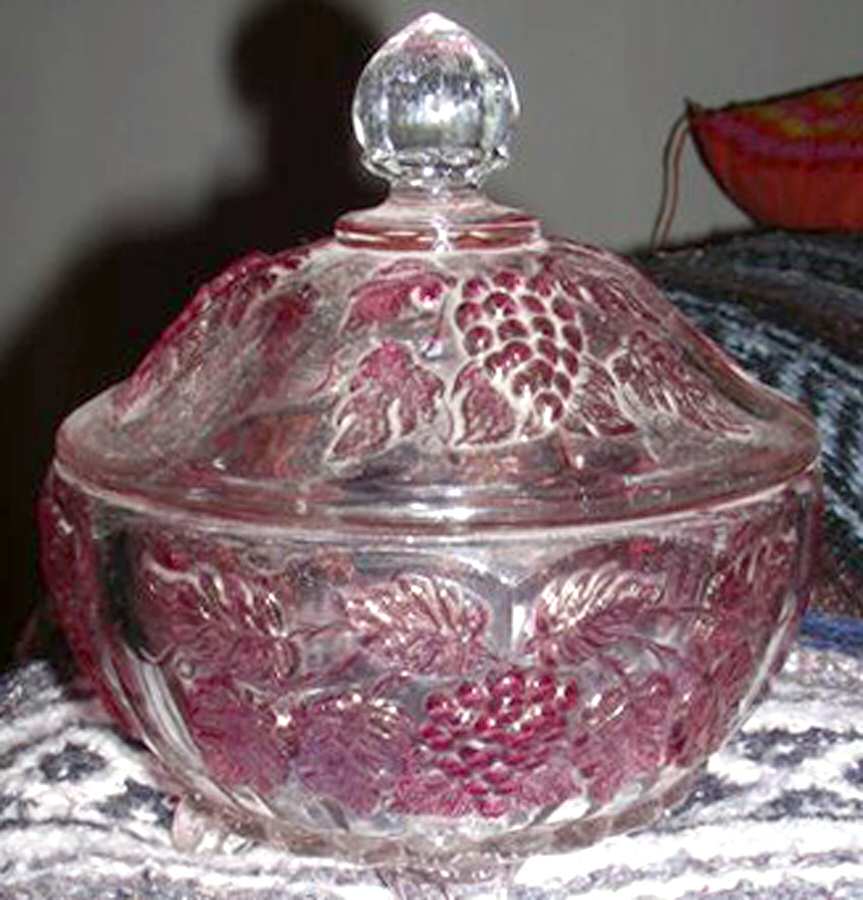 Paneled Grape Ruby Flash Candy Dish & Lid by Westmoreland-1