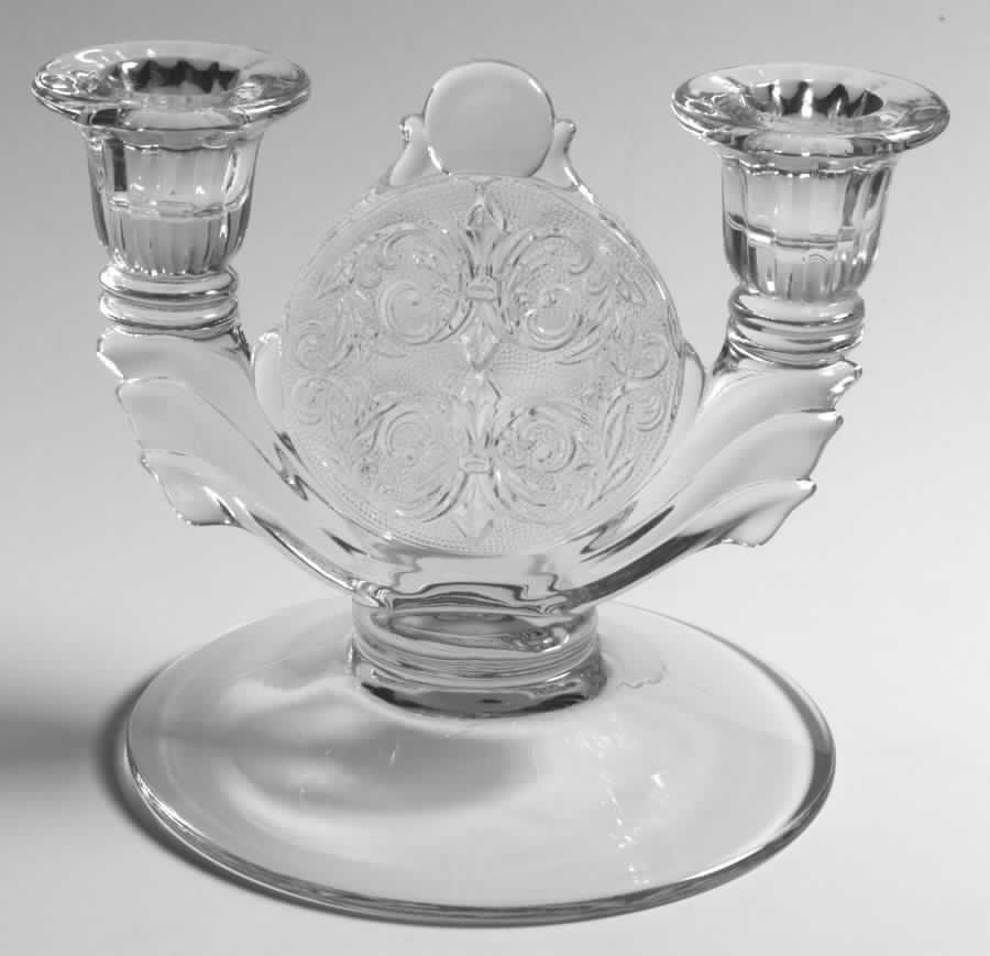 Princess Feather Clear Double Light Candlestick by Westmoreland-1