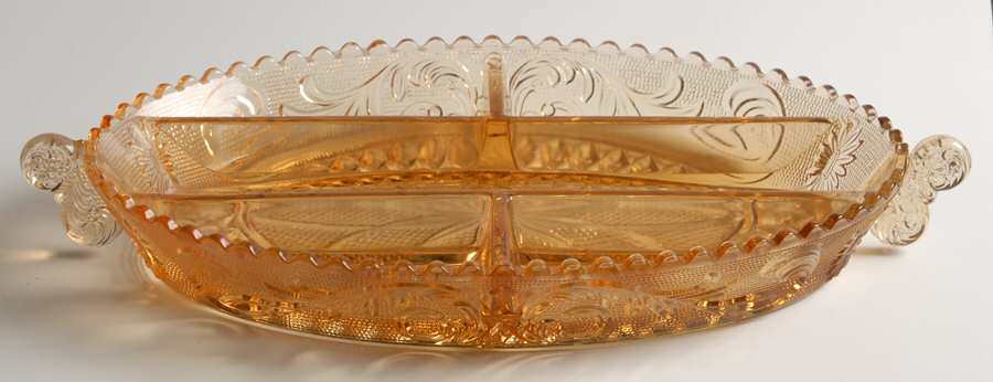 Princess Feather Amber 11" Oval 5 Part Relish by Westmoreland-1