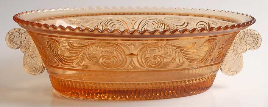 Princess Feather Amber 11" Oval Handled Bowl by Westmoreland-1