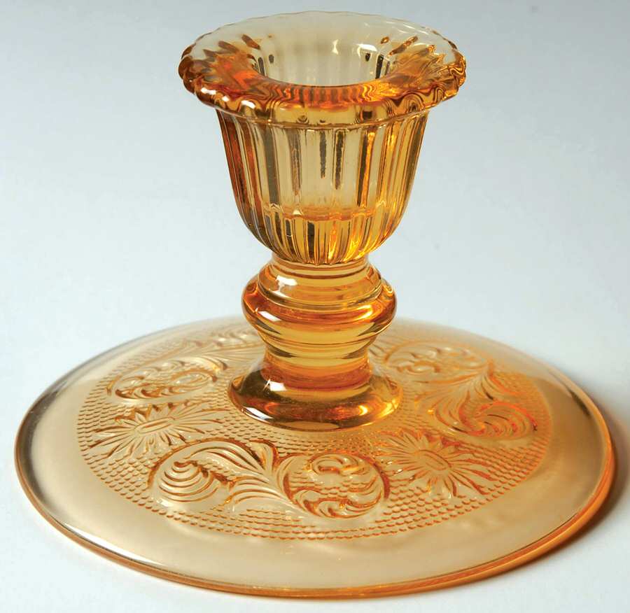 Princess Feather Amber Single Light Candlestick by Westmoreland-1