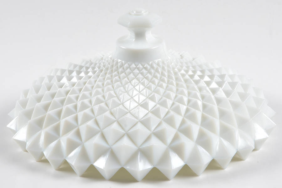 Sawtooth Milk Glass Lid for 14' Tall Compote by Westmoreland-1