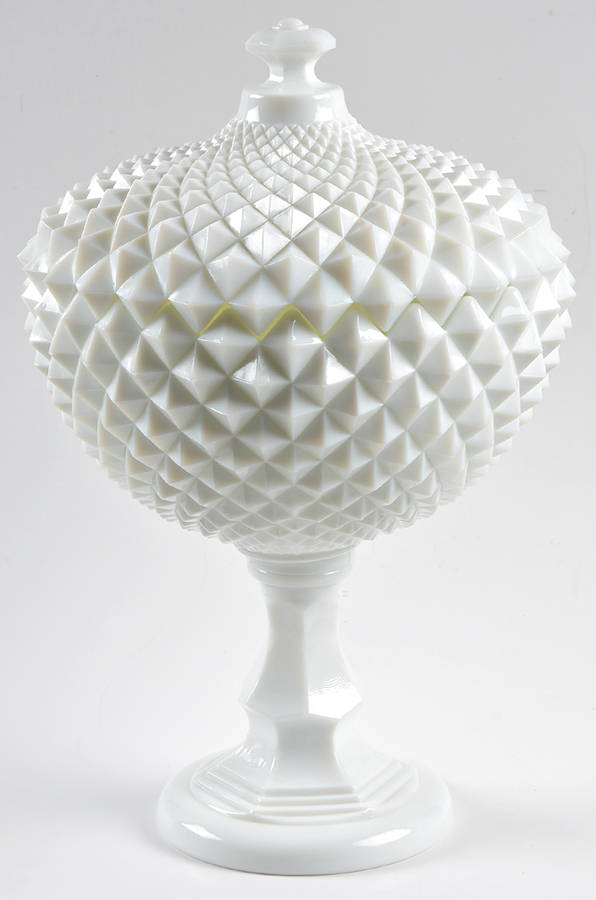 Sawtooth Milk Glass 14" Tall Compote & Lid by Westmoreland-1