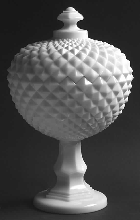 Sawtooth Milk Glass Tall Compote & Lid by Westmoreland-1