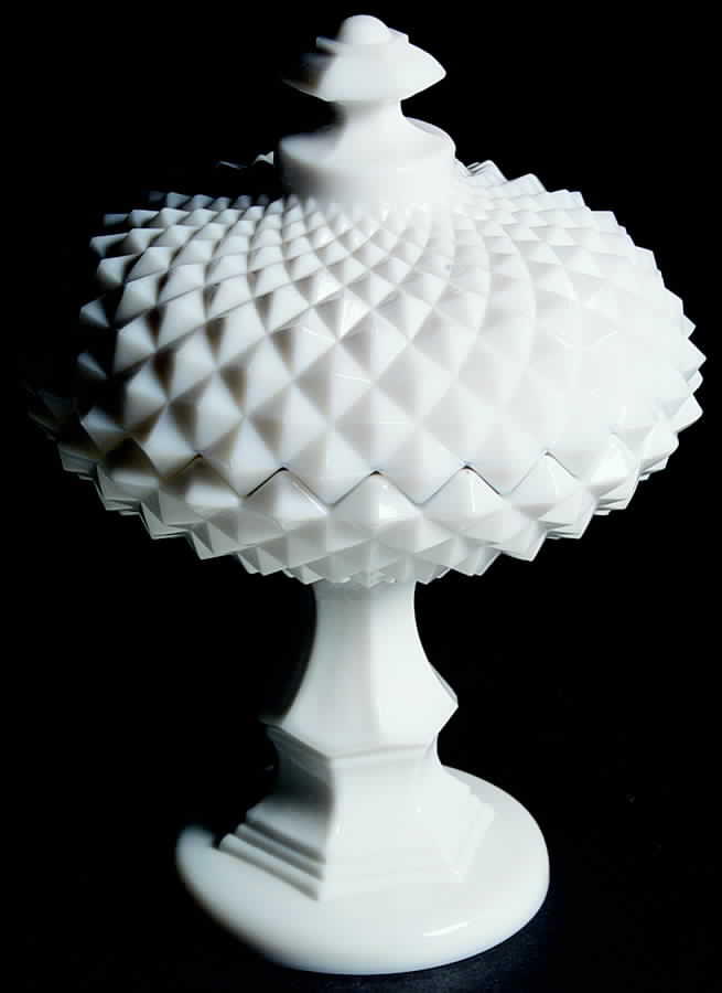 Sawtooth Milk Glass Small Compote & Lid by Westmoreland-1