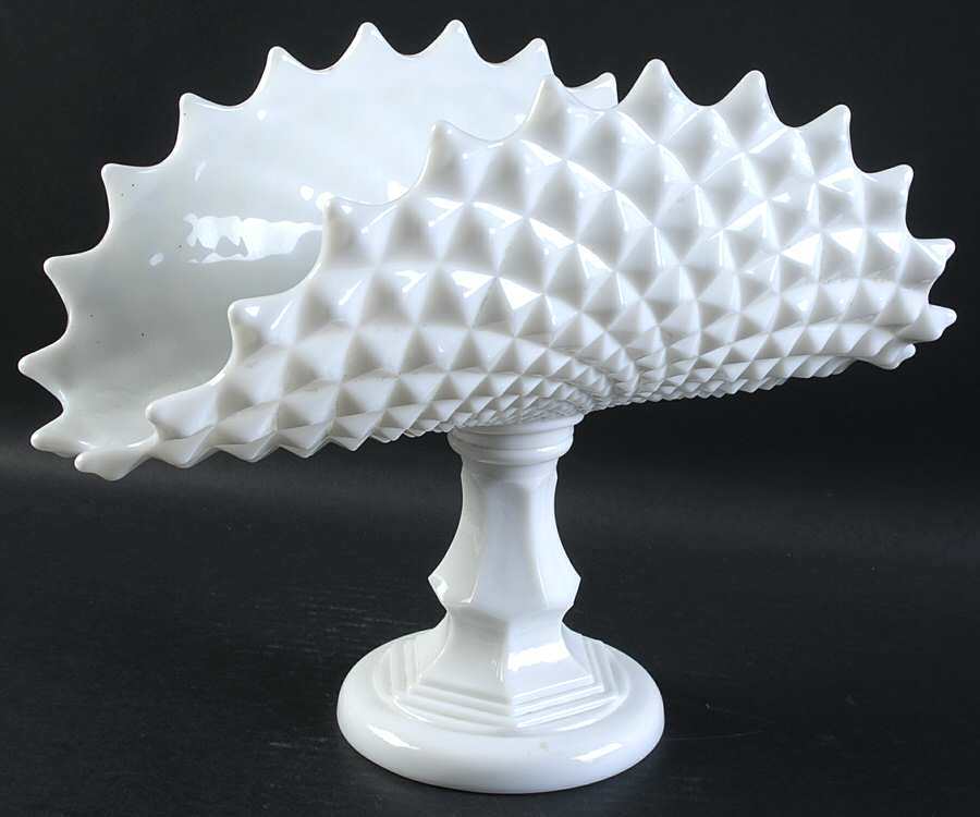 Sawtooth Milk Glass Banana Stand by Westmoreland-1