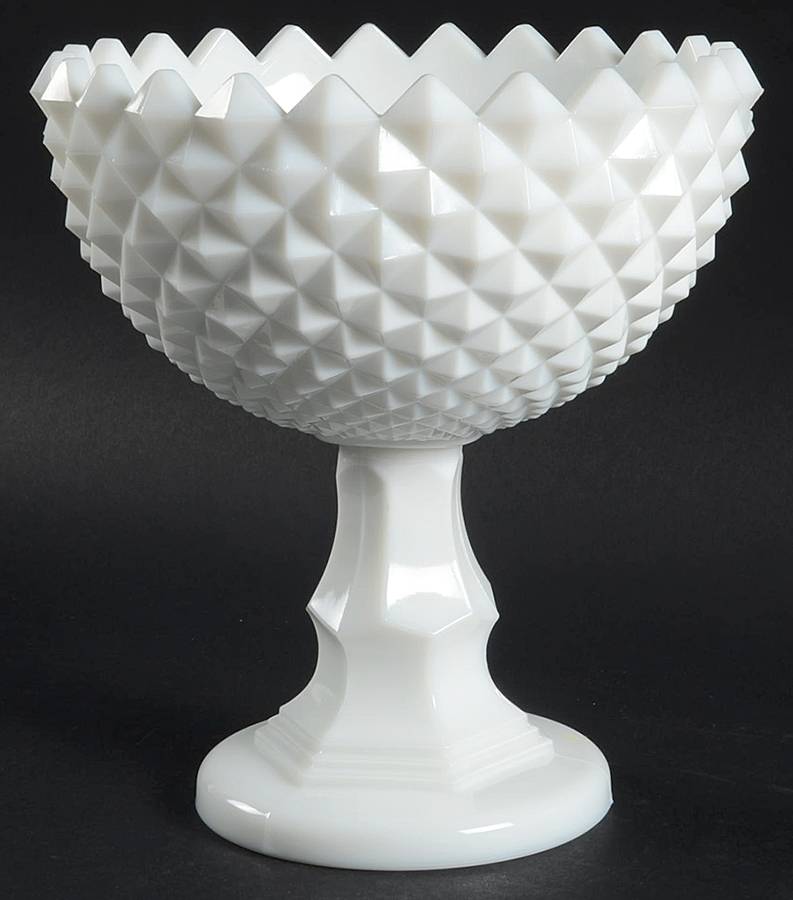 Sawtooth Milk Glass Tall Compote No Lid by Westmoreland-1
