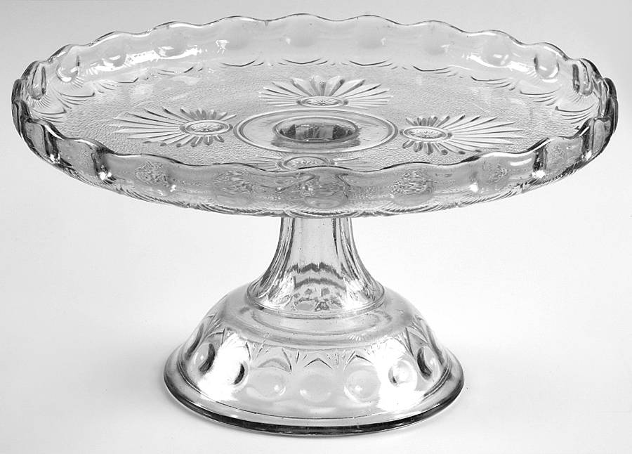 Shell and Jewel Clear Stippled 9" Diameter Pedestal Cake Stand by Westmoreland-1