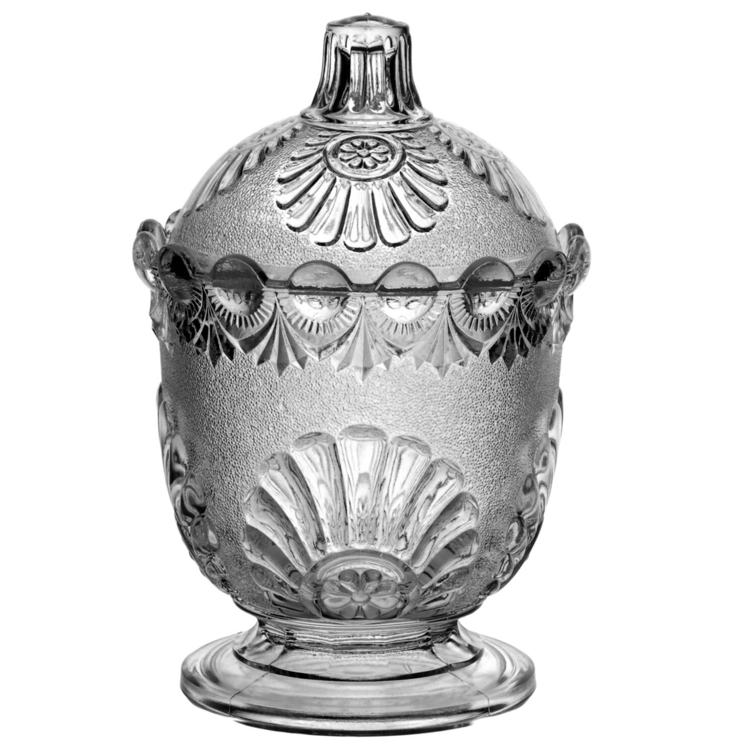 Shell and Jewel Clear Stippled Bowl Has Lip, Sugar Bowl & Lid by Westmoreland-1